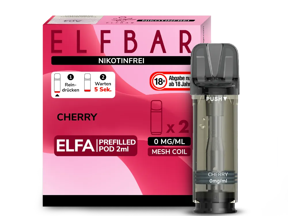 ELF BAR - ELFA Cherry 0 Nikotin 2x Pods 600 Züge