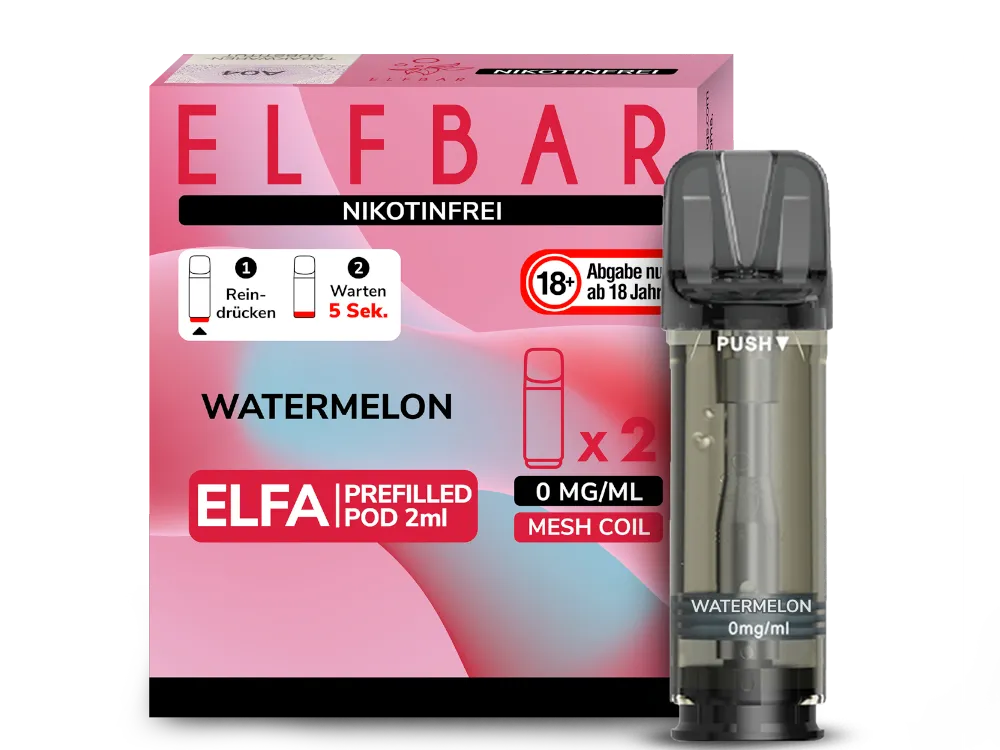 ELF BAR - ELFA Watermelon 0 Nikotin 2x Pods 600 Züge