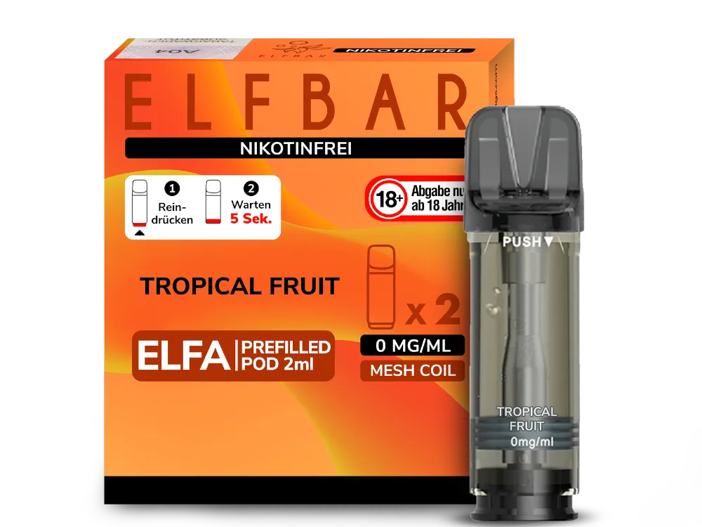 ELF BAR - ELFA Tropical Fruit 0 Nikotin 2x Pods 600 Züge