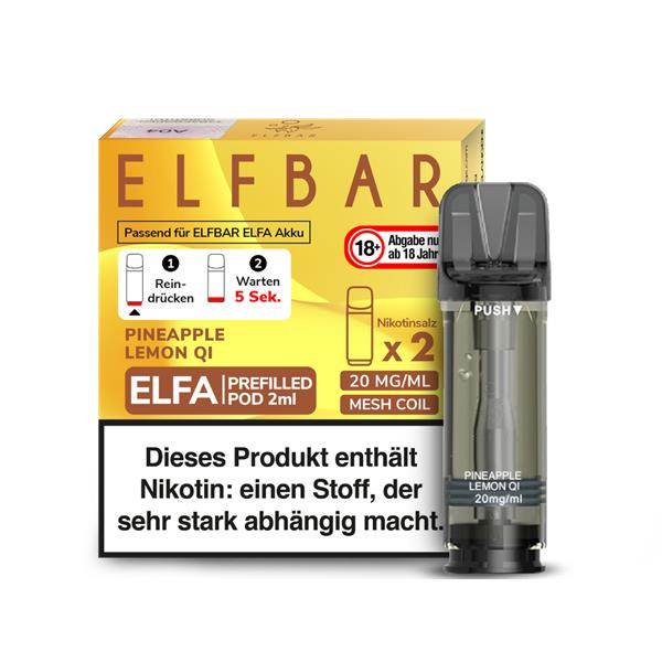 ELF BAR - ELFA Pineapple Lemon Qi 2x Pods 600 Züge