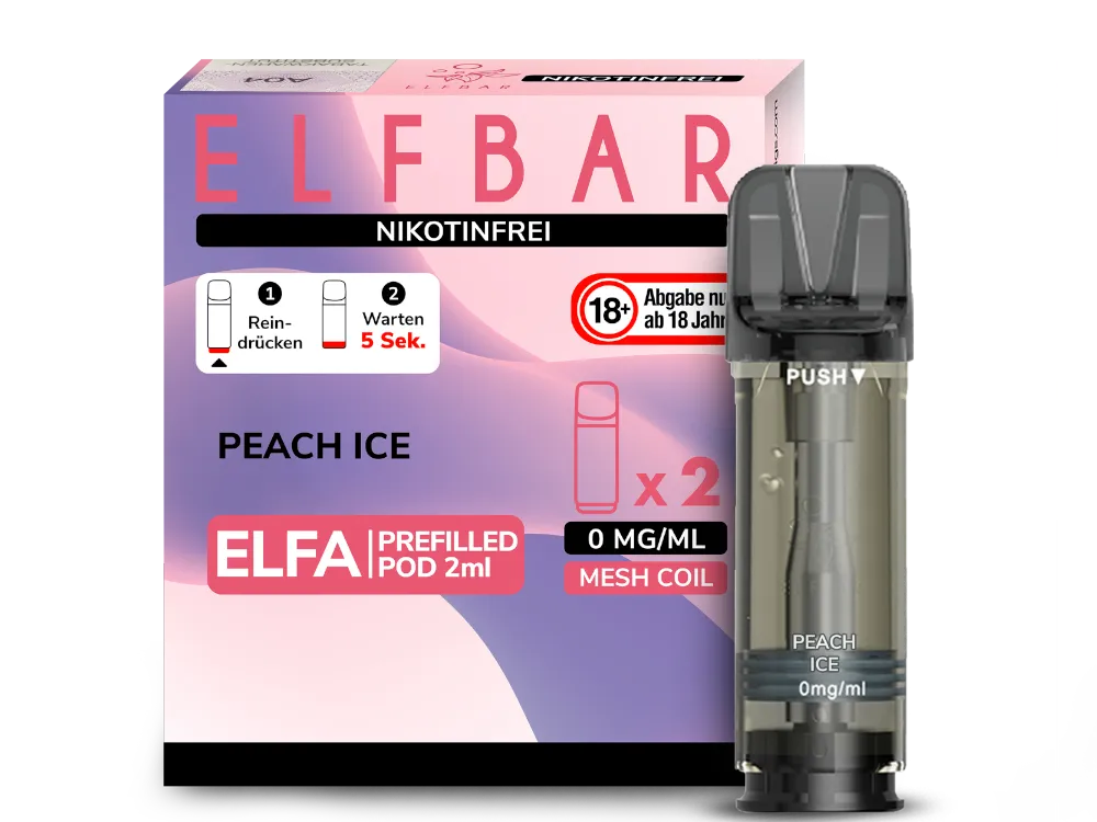 ELF BAR - ELFA Peach Ice 0 Nikotin 2x Pods 600 Züge