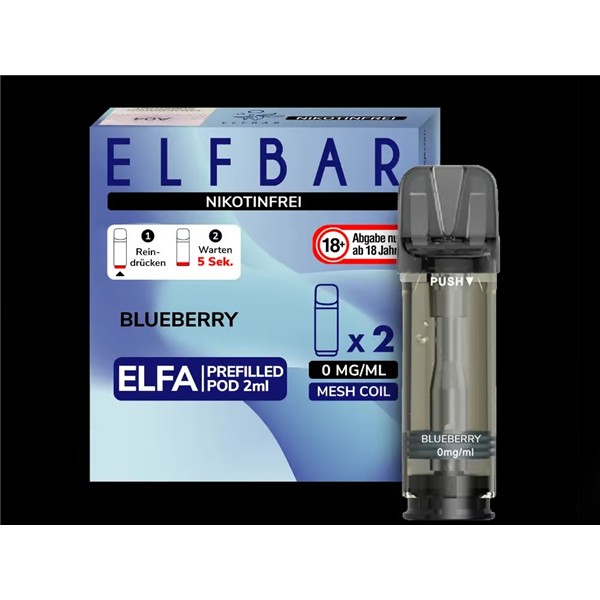 ELF BAR - ELFA Blueberry 0 Nikotin 2x Pods 600 Züge